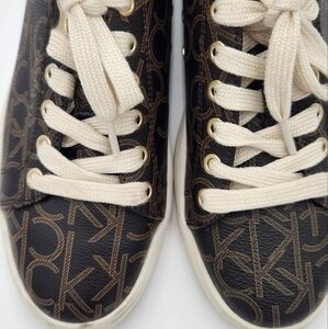 Calvin Klein Black and Brown Geometric Pattern Sneakers